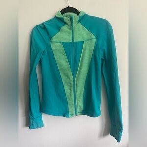 IVIVVA By LULULEMON Girls Sports Zip Jacket Thump Holes Blue Teal - 14
